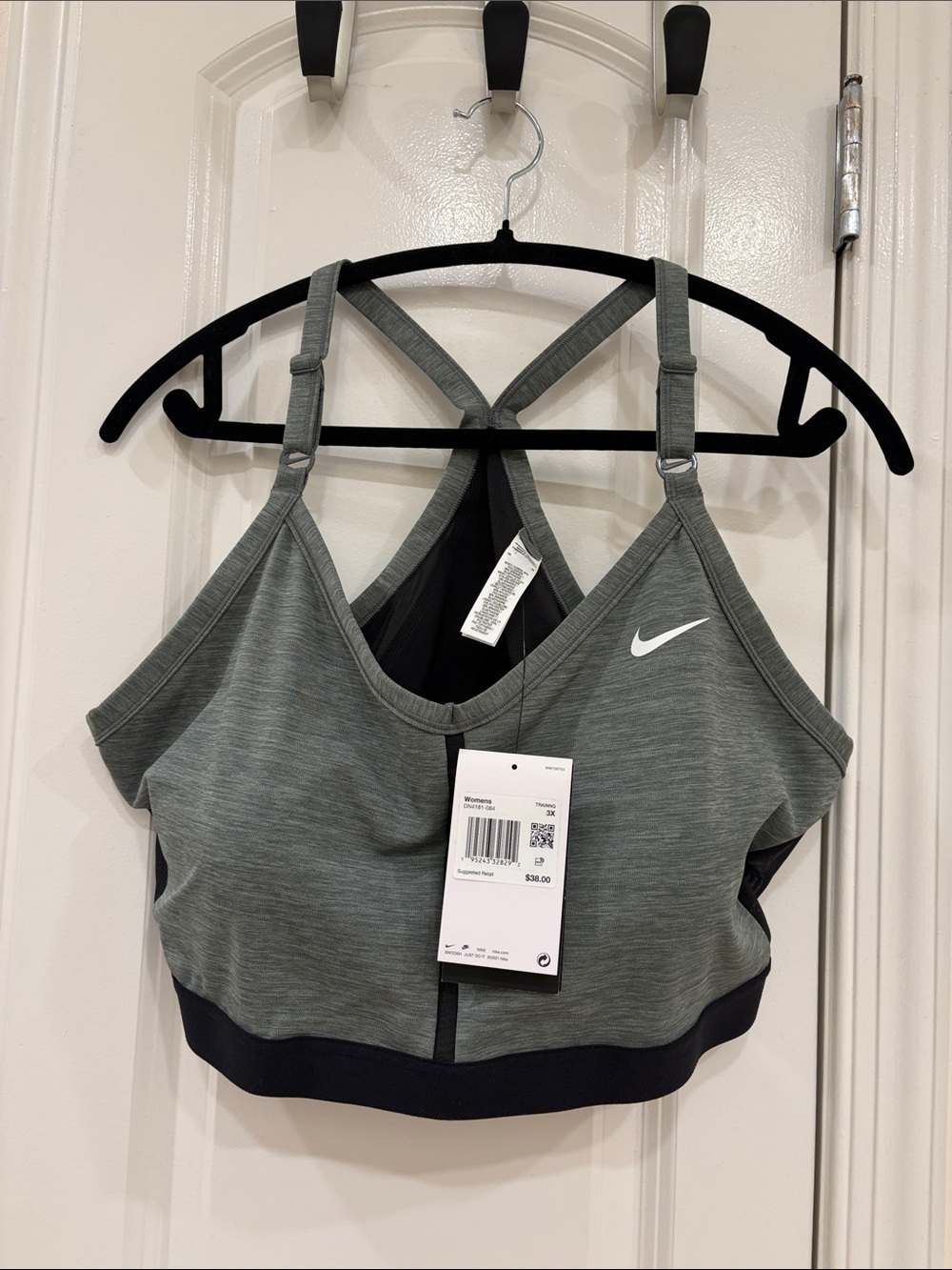 Nike Grey Dri-Fit Indy Light-Support Padded V-Neck Sports Bra